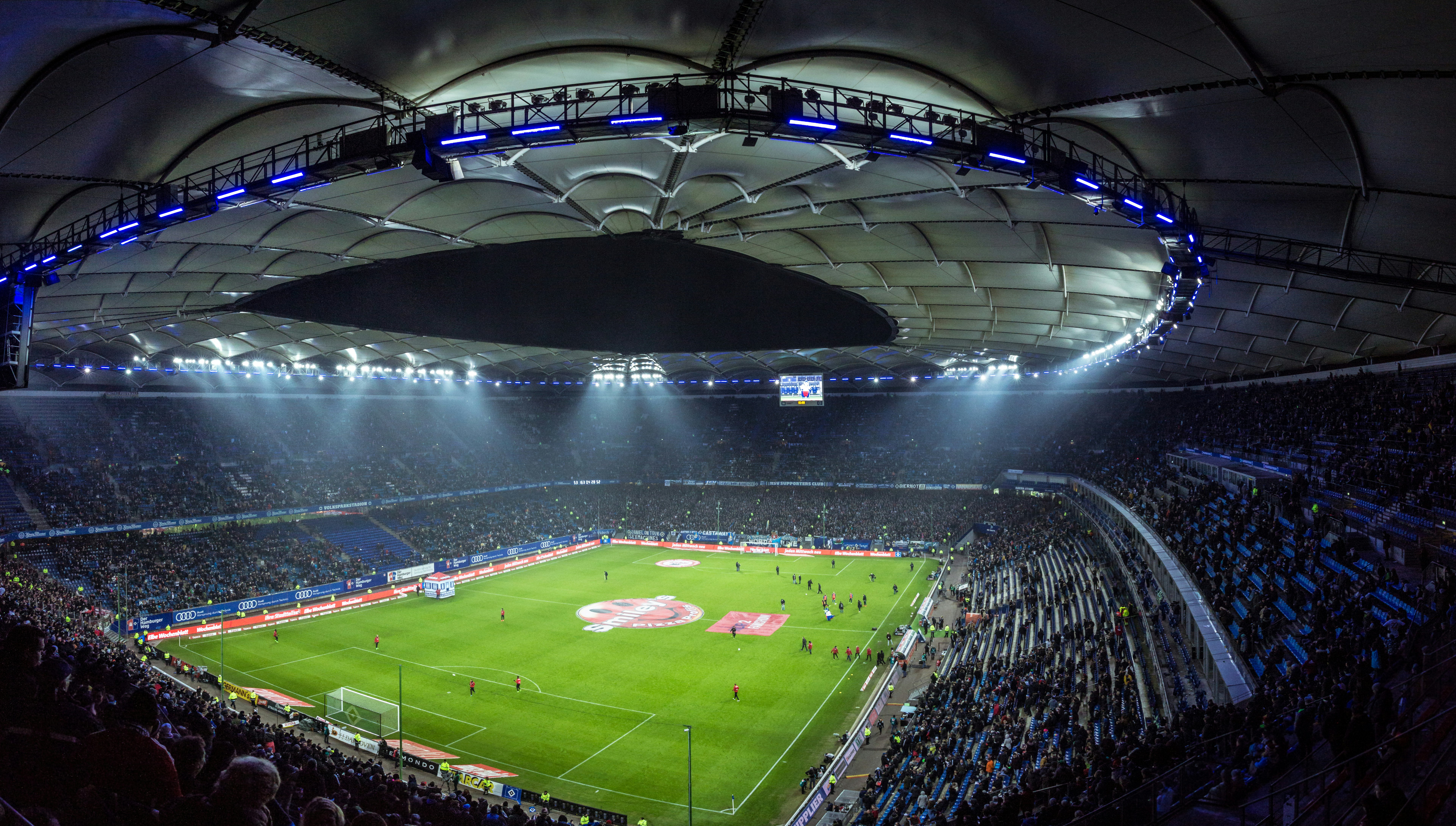 high angel photography of football stadium